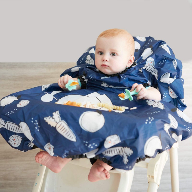 grabease Allover Waterproof Infant Feeding Smock - Long Sleeve Bib for Self-Feeding - Waterproof Protection & Baby Bibs for Eating - Machine Washable - Navy - Image 2